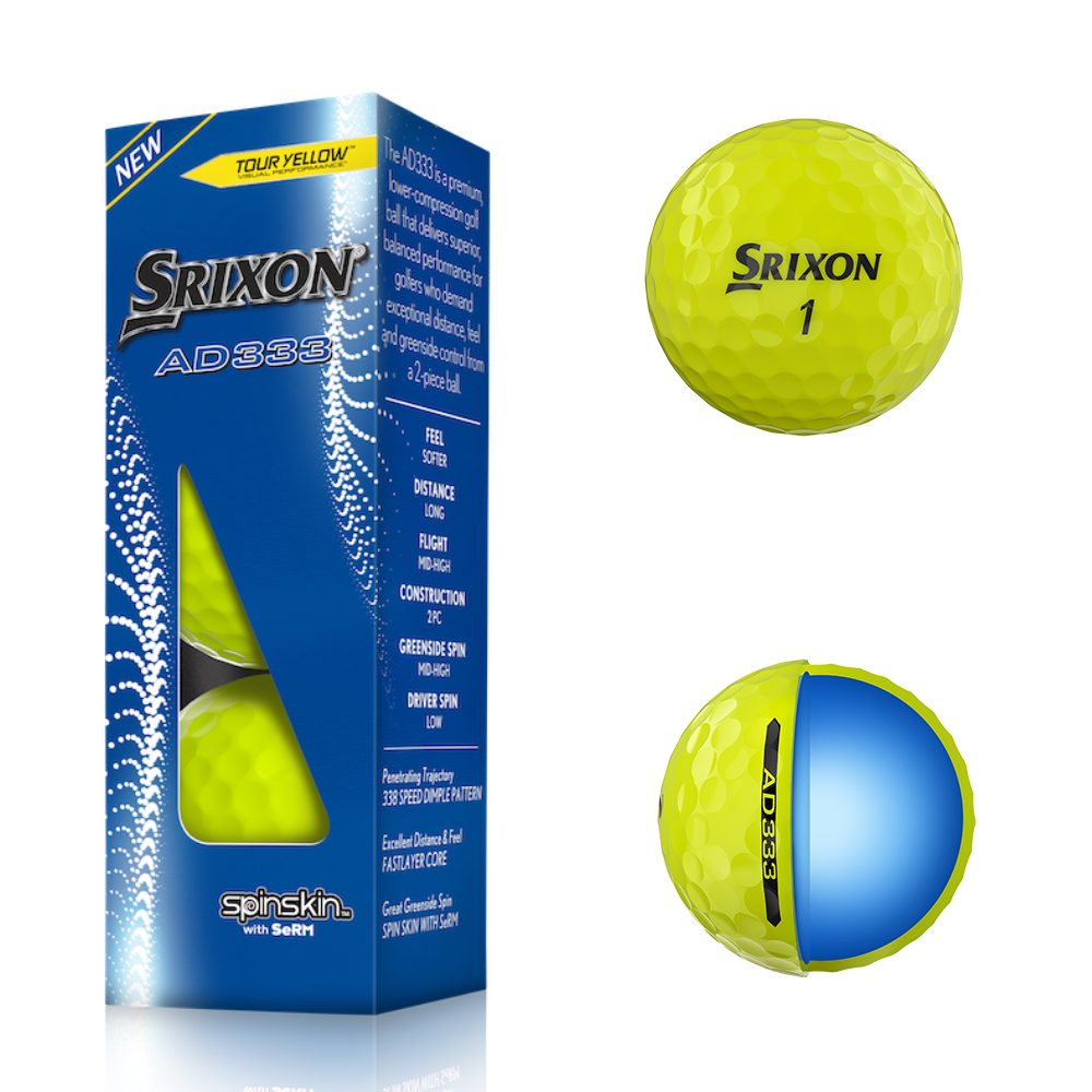 Srixon 10th Generation AD333 Yellow Golf Balls New